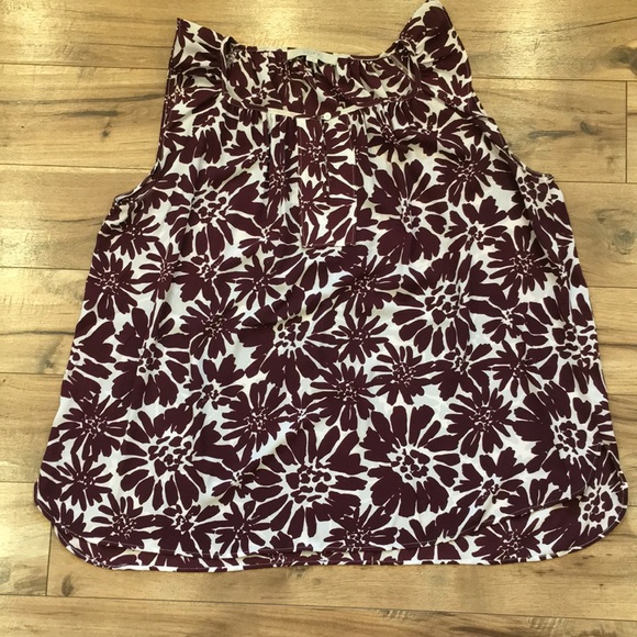 LOFT Tops - Ann Taylor Loft Maroon Flowered Sleeveless Blouse